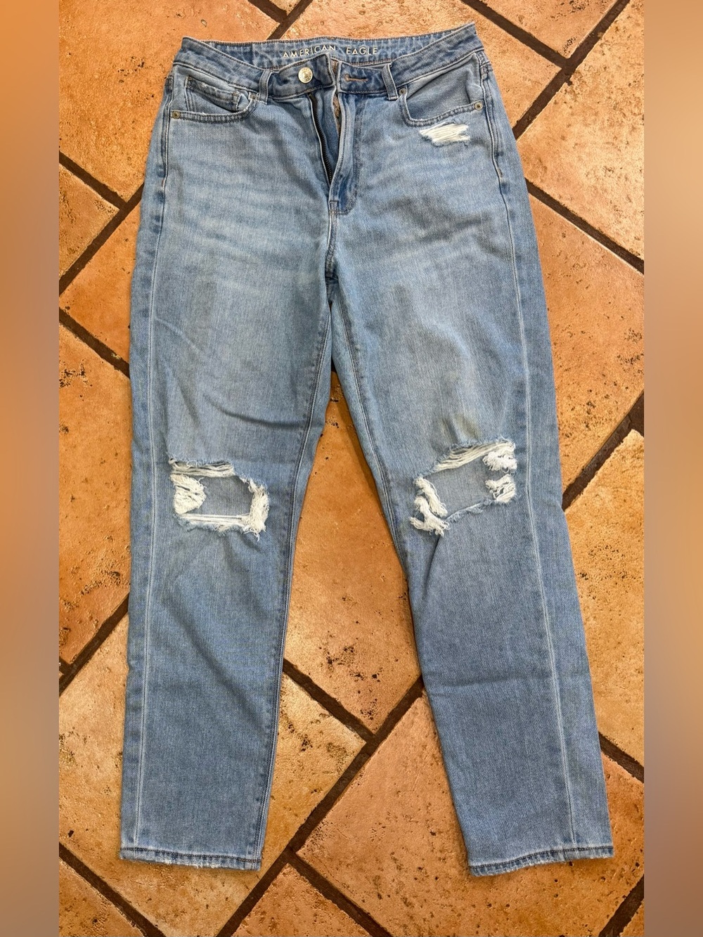 American Eagle Outfitters Light Wash Ripped Boyfriend Jeans size 6 regular